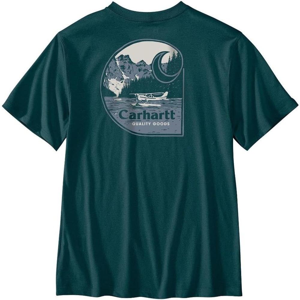 image:imageCarhartt Mens Relaxed Fit Lightweight ShortSleeve Dog Graphic TShirtGreenstone Heather