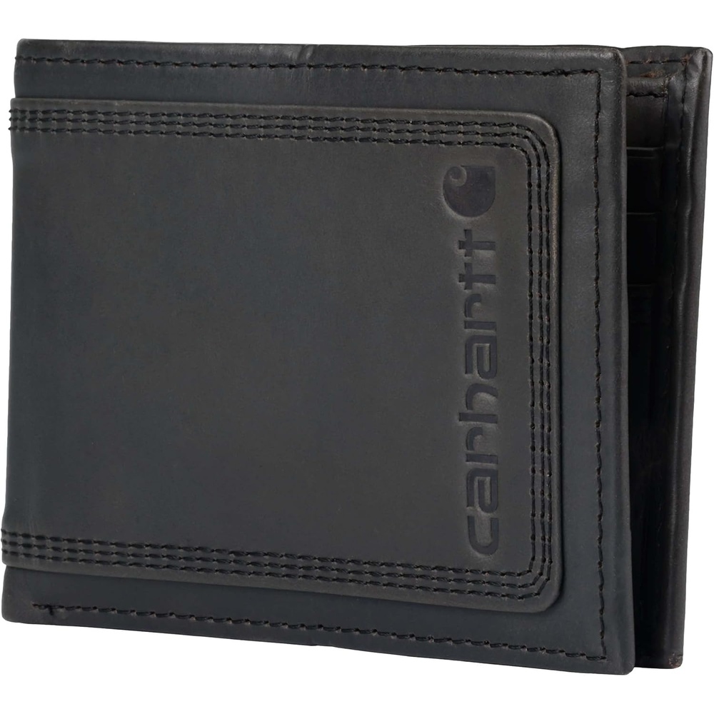 image:imageCarhartt Mens Rugged Leather Triple Stitch Wallets Available in Multiple Styles Brown TrifoldBlack Passcase