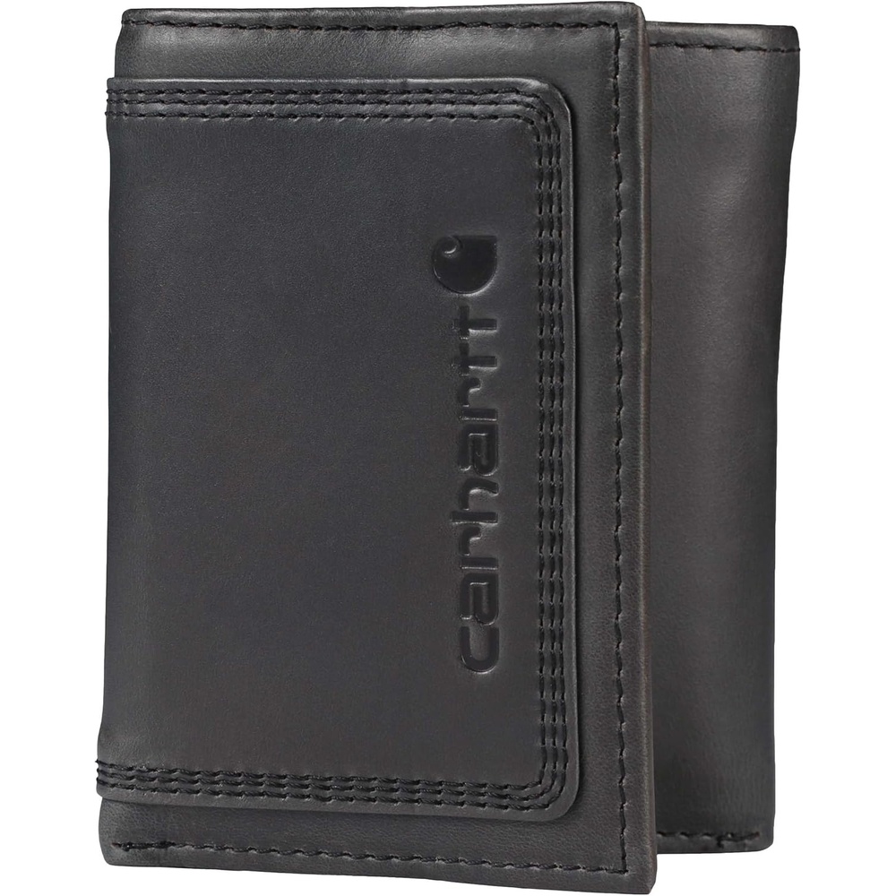 image:imageCarhartt Mens Rugged Leather Triple Stitch Wallets Available in Multiple Styles Brown TrifoldBlack Trifold