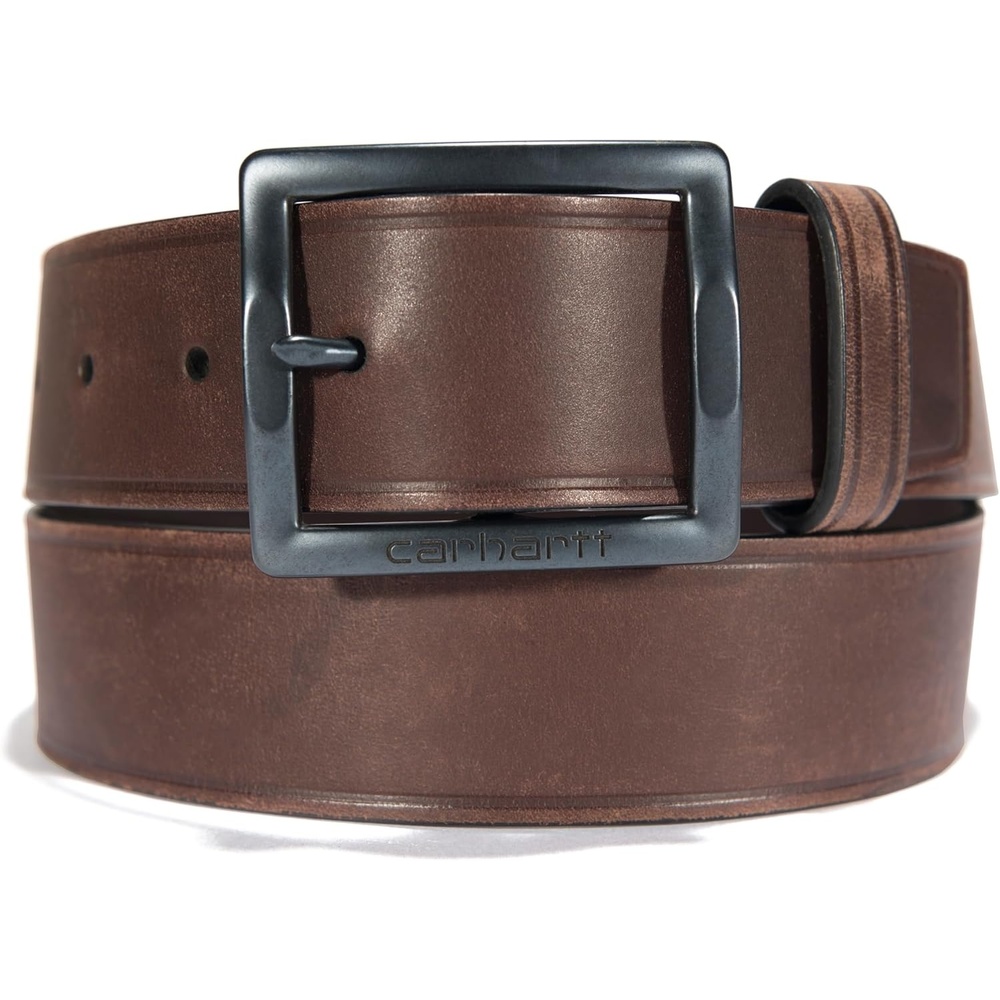 image:imageCarhartt Mens Saddle Leather BeltBridle Leather Heat Creased Brown