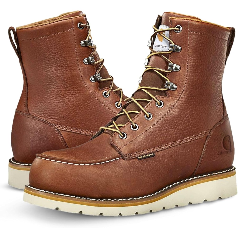 image:imageCarhartt Mens Waterproof 8 Moc Steel Toe Construction Wedge Work BootRedBrown