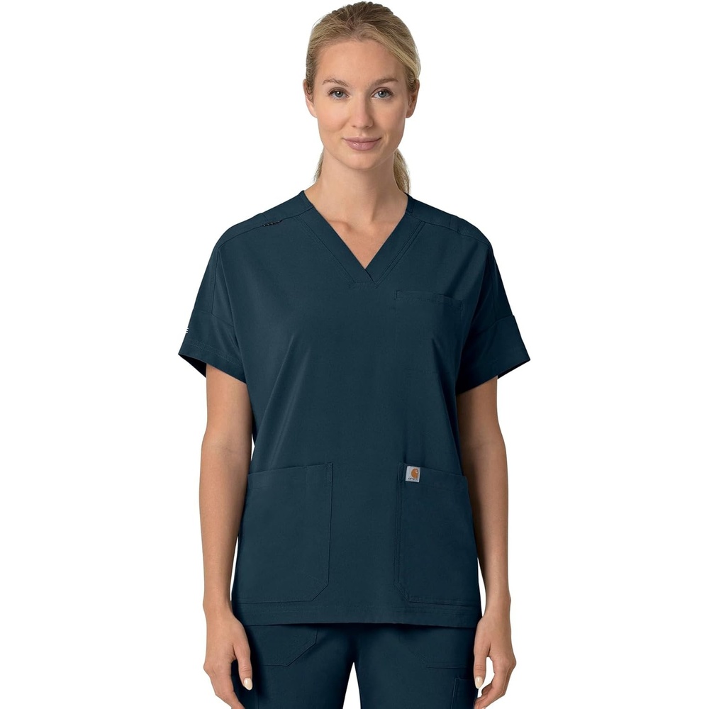 image:imageCarhartt Scrubs C13110 Womens Force CrossFlex Modern Fit Oversized VNavy
