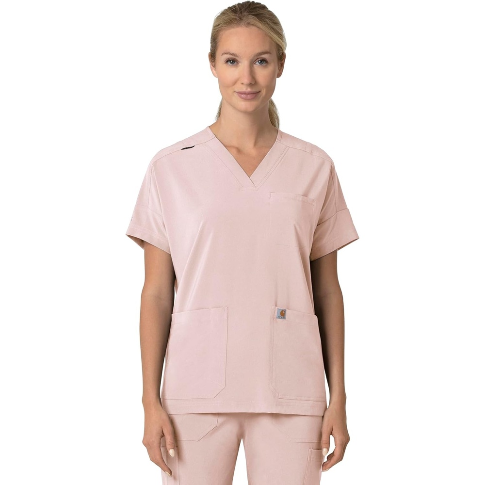 image:imageCarhartt Scrubs C13110 Womens Force CrossFlex Modern Fit Oversized VSoft Rose