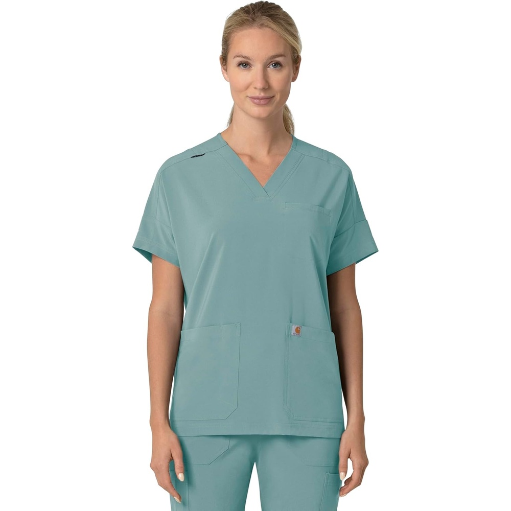 image:imageCarhartt Scrubs C13110 Womens Force CrossFlex Modern Fit Oversized VSummer Blue