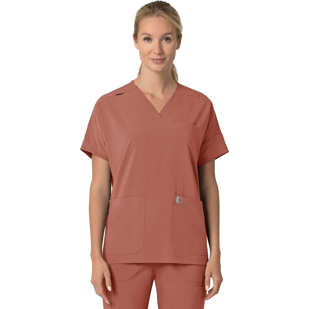 image:imageCarhartt Scrubs C13110 Womens Force CrossFlex Modern Fit Oversized VWildrose