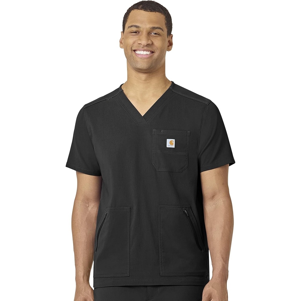 image:imageCarhartt Scrubs C15037 Mens Rugged Flex Modern Fit 5Pocket VNeck ToBlack