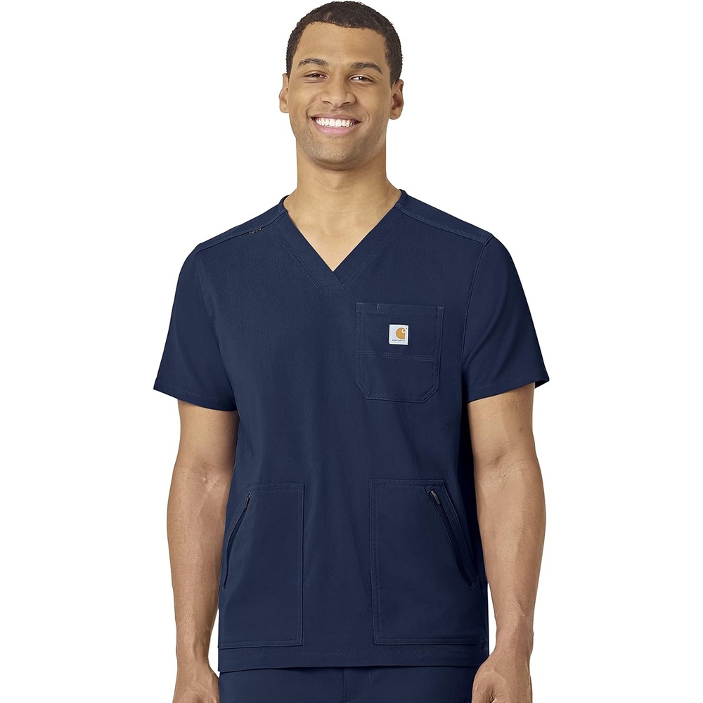 image:imageCarhartt Scrubs C15037 Mens Rugged Flex Modern Fit 5Pocket VNeck ToNavy