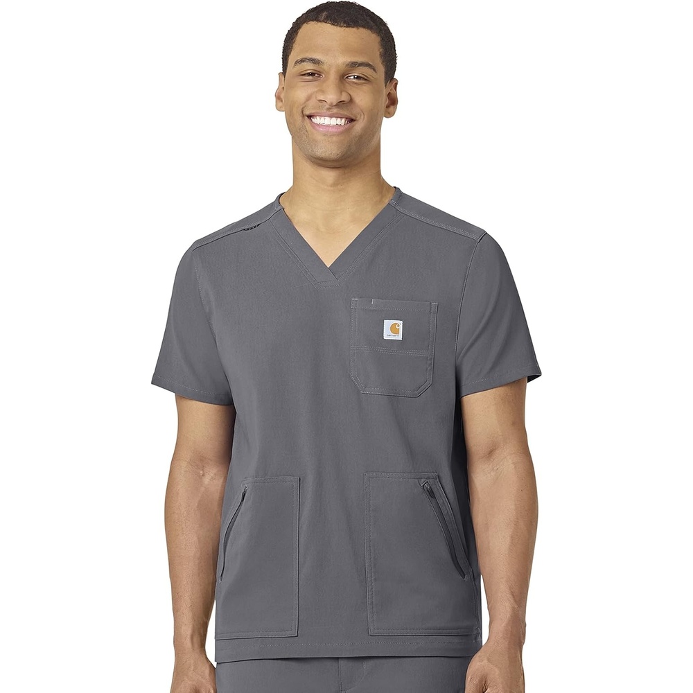 image:imageCarhartt Scrubs C15037 Mens Rugged Flex Modern Fit 5Pocket VNeck ToPewter