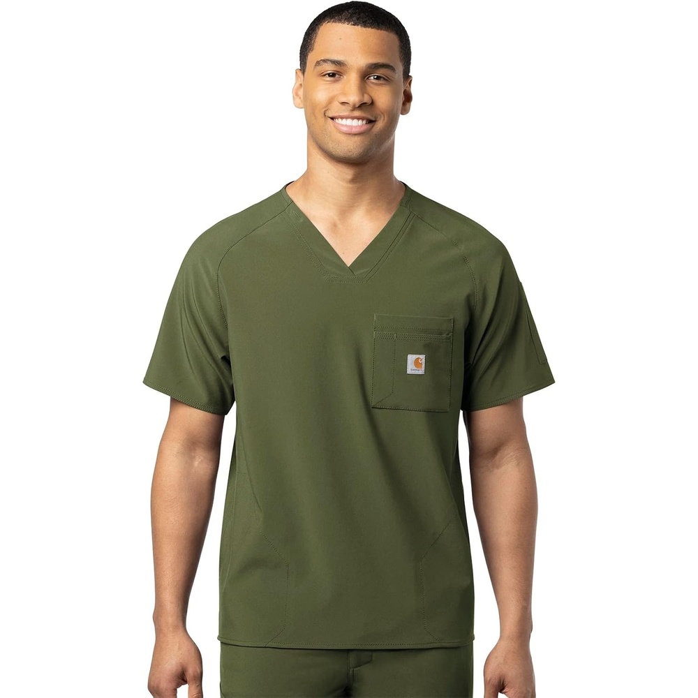 image:imageCarhartt Scrubs C16110 Mens Force CrossFlex Modern Fit Chest PocketBasil