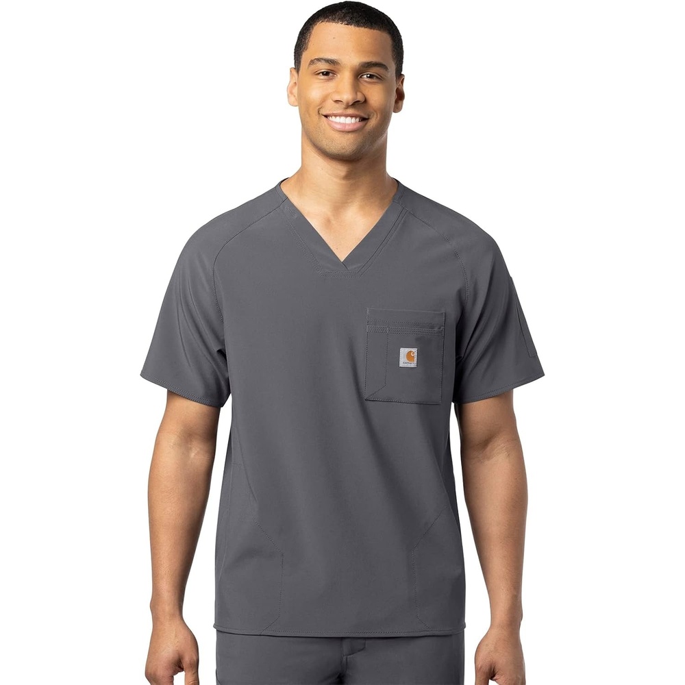 image:imageCarhartt Scrubs C16110 Mens Force CrossFlex Modern Fit Chest PocketPewter