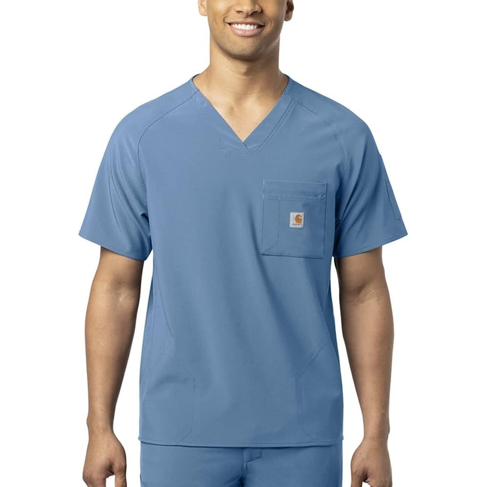 image:imageCarhartt Scrubs for Men Force CrossFlex Henley Tops with 3 PocketsAzure Blue
