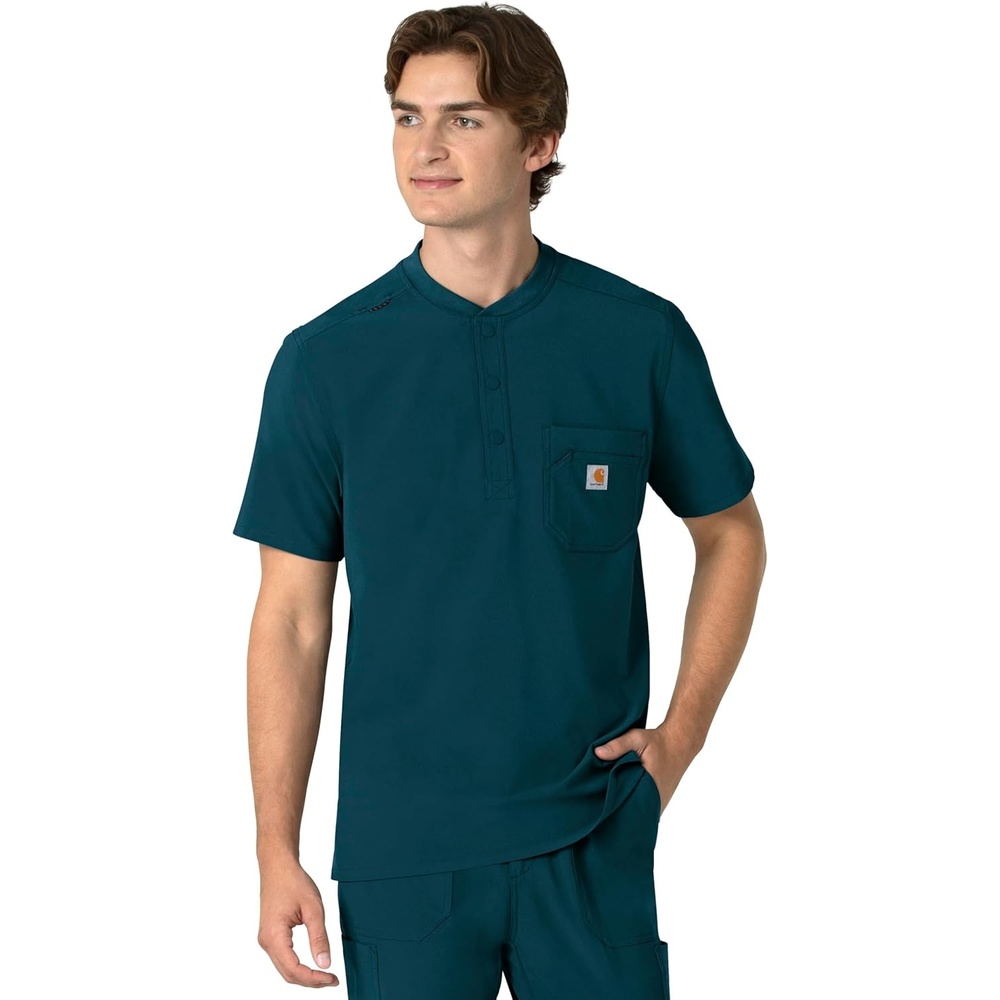 image:imageCarhartt Scrubs for Men Force CrossFlex Henley Tops with 3 PocketsCaribbean