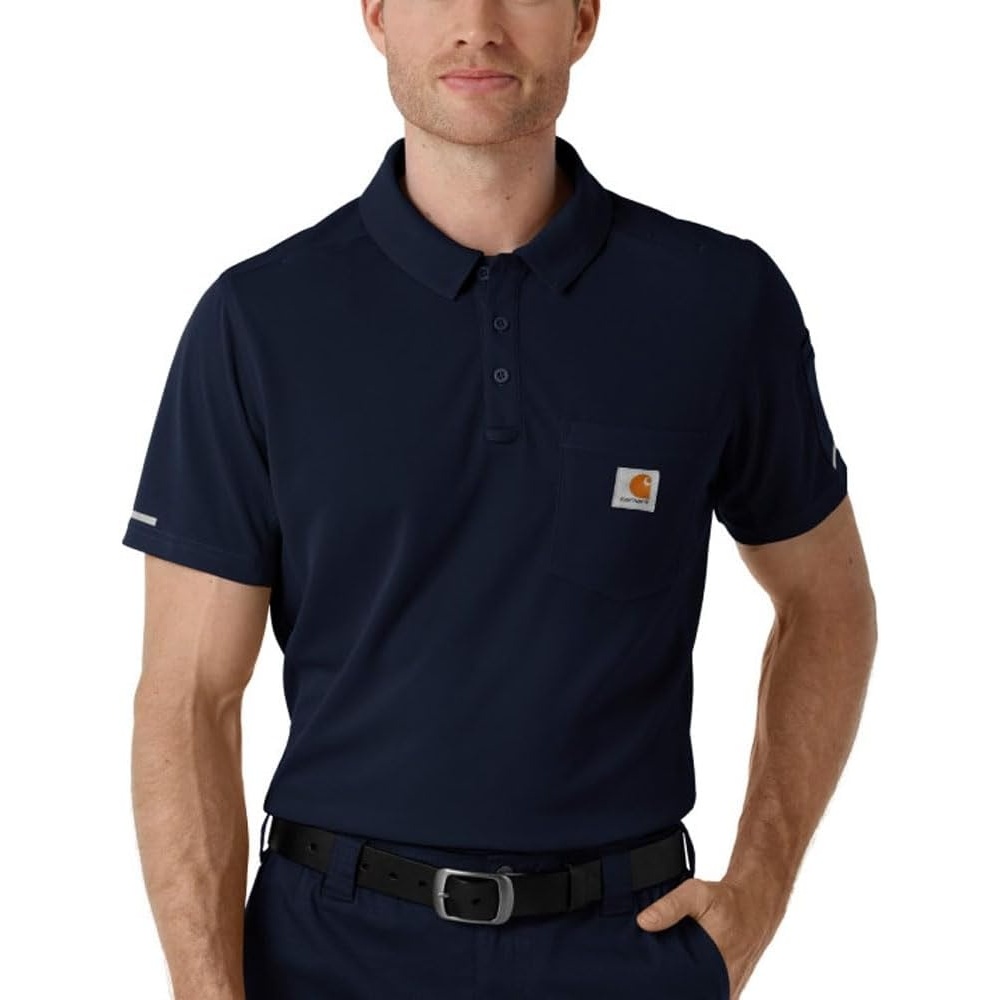 image:imageCarhartt Scrubs for Men Force CrossFlex Henley Tops with 3 PocketsDark Navy
