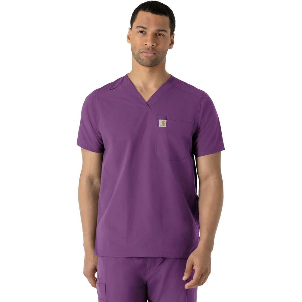 image:imageCarhartt Scrubs for Men Force CrossFlex Henley Tops with 3 PocketsEggplant