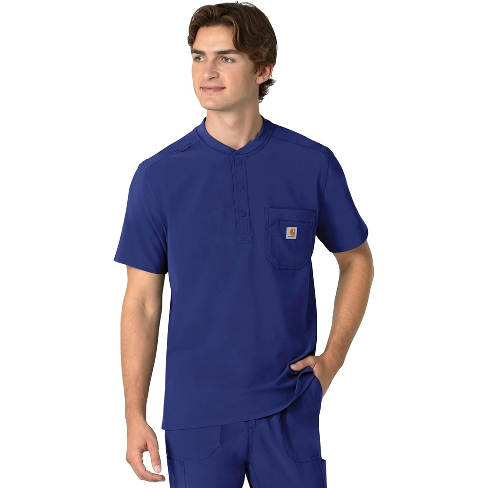 image:imageCarhartt Scrubs for Men Force CrossFlex Henley Tops with 3 PocketsGalaxy Blue