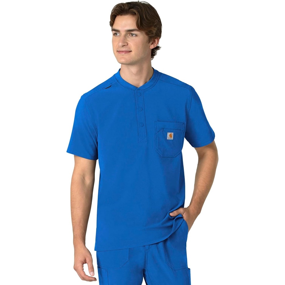 image:imageCarhartt Scrubs for Men Force CrossFlex Henley Tops with 3 PocketsRoyal