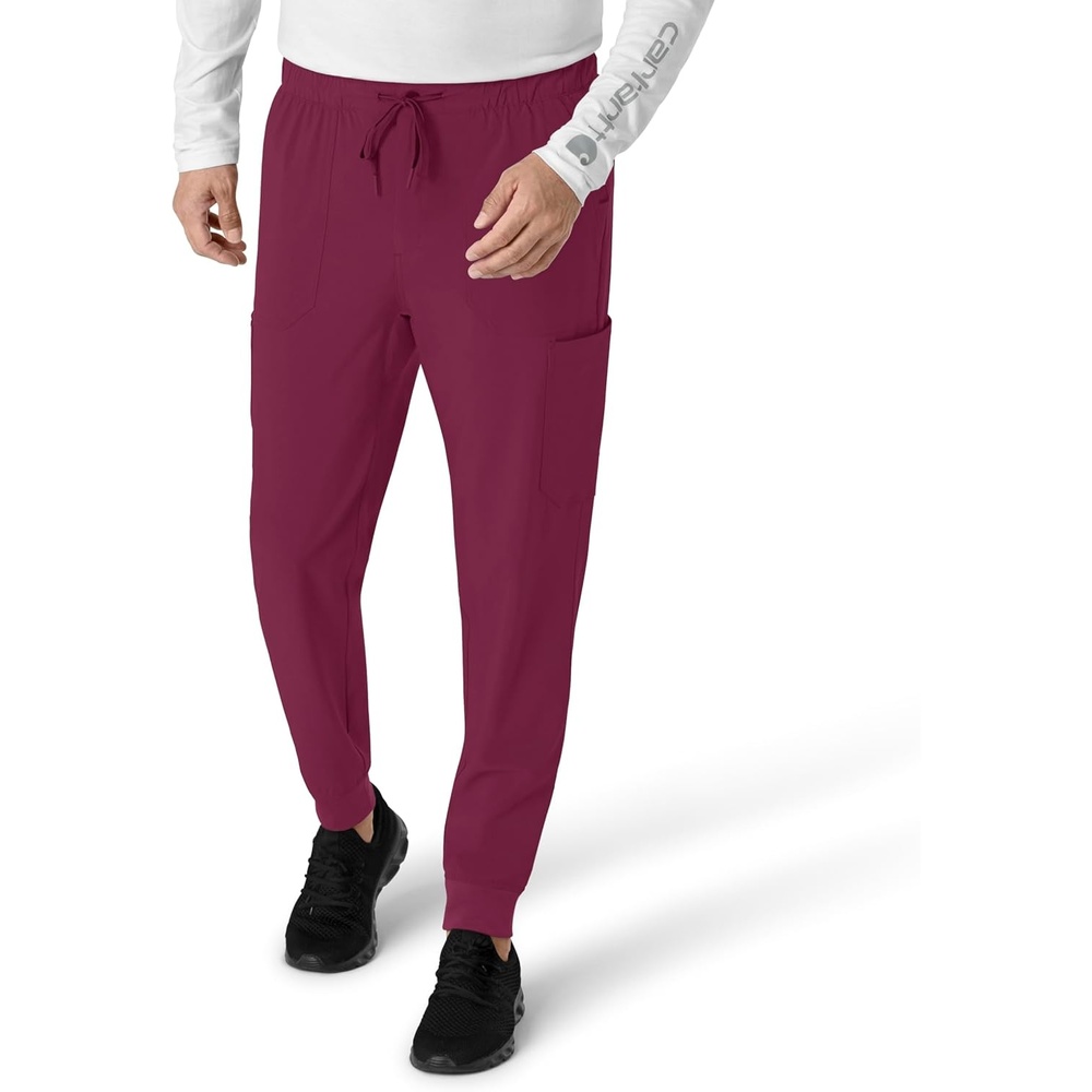 image:imageCarhartt Scrubs for Men Force CrossFlex Joggers Pants with Drawstring and 7 PocketsWine