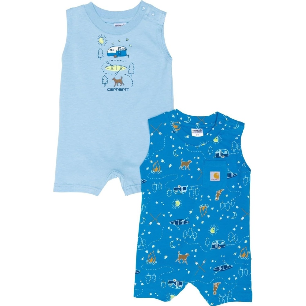 image:imageCarhartt babyboys Shortsleeve 2piece Romper SetFreshwater Blue