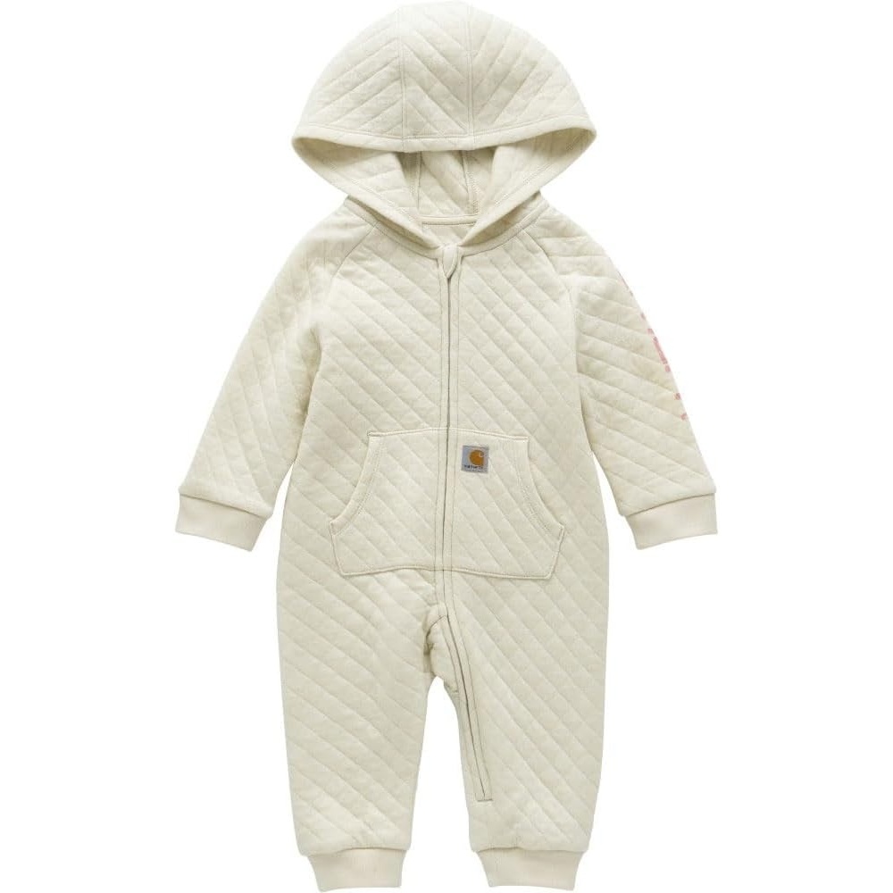 image:imageCarhartt babygirls Baby Girls Longsleeve Hooded Zipup Footless Jumpsuit Onepiece HoodieTurtledove