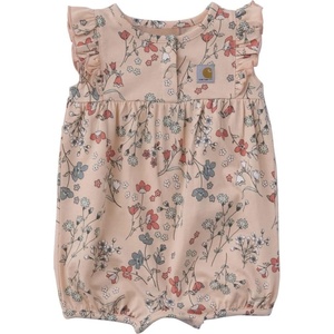 Carhartt Baby Girls’ Flutter Sleeve Romper(Apricot Floral Print)