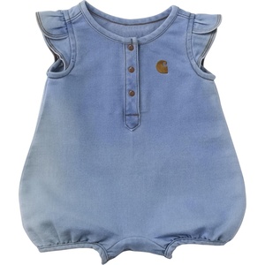 Carhartt Baby Girls’ Flutter Sleeve Romper(Light Wash Denim)