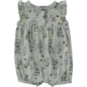 Carhartt Baby Girls’ Flutter Sleeve Romper(Sea Foam Bee Print)