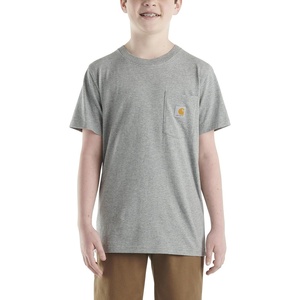 Carhartt Kid’s CA6375 Short-Sleeve Pocket T-Shirt – Boys(Charcoal Heather Grey)