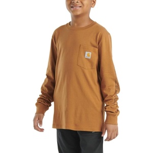 Carhartt Kid’s CA6619 Long-Sleeve Graphic Pocket T-Shirt(Brown Tan)