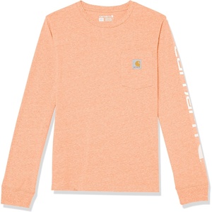 Carhartt Kid’s CA6619 Long-Sleeve Graphic Pocket T-Shirt(Mock Orange Heather)