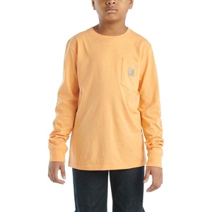 Carhartt Kid’s CA6619 Long-Sleeve Graphic Pocket T-Shirt(Tangerine Heather)