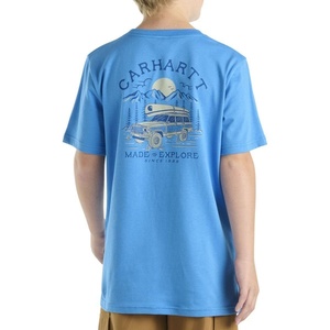 Carhartt Kid’s CA6737 Short-Sleeve Wilderness Pocket T-Shirt – Boys(Bright Blue)
