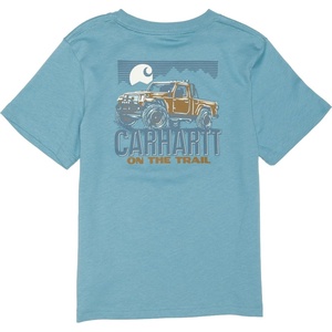 Carhartt Kid’s CA6737 Short-Sleeve Wilderness Pocket T-Shirt – Boys(Medium Blue – on the Trail)