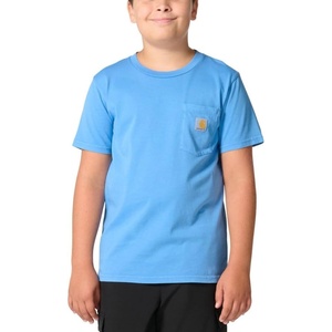 Carhartt Kid’s CA6789 Short-Sleeve Garment Dyed Pocket T-Shirt – Boys(Azure Blue Wash)