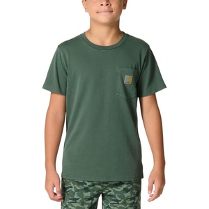 Carhartt Kid’s CA6789 Short-Sleeve Garment Dyed Pocket T-Shirt – Boys(Jungle Green Wash)