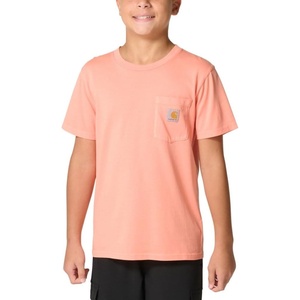 Carhartt Kid’s CA6789 Short-Sleeve Garment Dyed Pocket T-Shirt – Boys(Peach Pink Wash)
