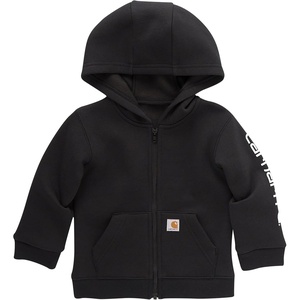 Carhartt Kid’s CP8675 Long-Sleeve Full-Zip Logo Sweatshirt – Boys(Black)