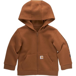 Carhartt Kid’s CP8675 Long-Sleeve Full-Zip Logo Sweatshirt – Boys(Carhartt Brown Classic)