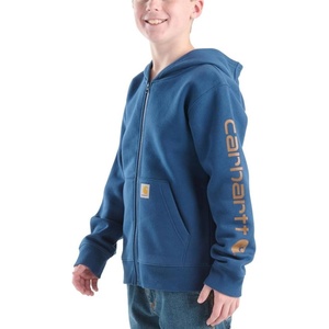 Carhartt Kid’s CP8675 Long-Sleeve Full-Zip Logo Sweatshirt – Boys(Dark Denim)