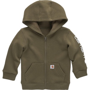Carhartt Kid’s CP8675 Long-Sleeve Full-Zip Logo Sweatshirt – Boys(Ivy Green)