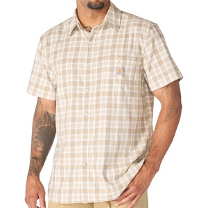 Carhartt Men’s 107272 Bozeman Relaxed Short Sleeve Plaid Shirt(Cobblestone)