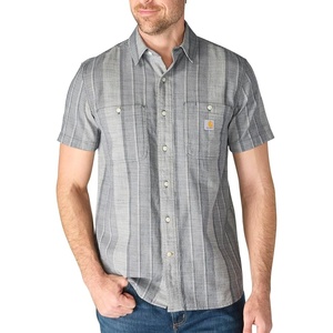 Carhartt Men’s 107272 Bozeman Relaxed Short Sleeve Plaid Shirt(Navy)