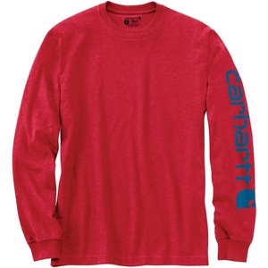 Carhartt Men’s Dearborn Loose Long-Sleeve Logo T-Shirt Closeout(Fire Red Heather)
