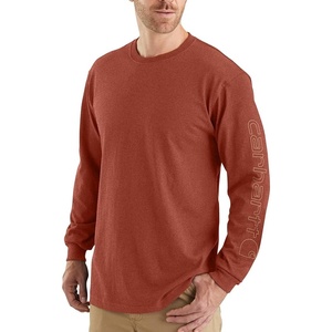 Carhartt Men’s Dearborn Loose Long-Sleeve Logo T-Shirt Closeout(Saddle Red Heather)