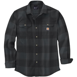 Carhartt Men’s Loose Fit Heavyweight Flannel Long-Sleeve Plaid Shirt(Black)