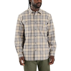 Carhartt Men’s Loose Fit Heavyweight Flannel Long-Sleeve Plaid Shirt(Carhartt Gray)