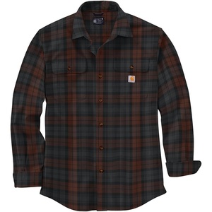Carhartt Men’s Loose Fit Heavyweight Flannel Long-Sleeve Plaid Shirt(Mocha)