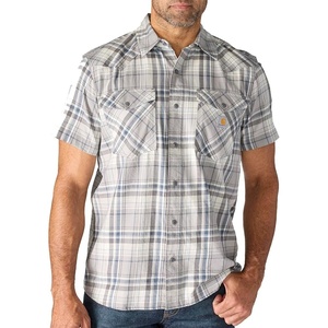 Carhartt Men’s Montana Bozeman Relaxed Ss Plaid Shirt(Carhartt Gray)