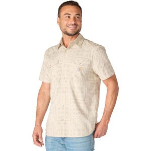 Carhartt Men’s Montana Bozeman Relaxed Ss Plaid Shirt(Cobblestone Bandana Print)