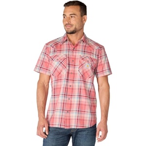 Carhartt Men’s Montana Bozeman Relaxed Ss Plaid Shirt(Light Amber)