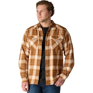 Carhartt Men’s Montana Rugged Flex Relaxed Fit Lightweight Long-Sleeve Snap-Front Plaid Shirt(Carhartt Brown)